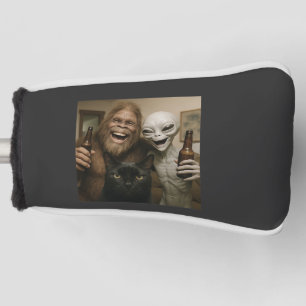 キャットビッグフットエイリアンセルフィーおもしろいBFF写真とUFO ゴルフヘッドカバー