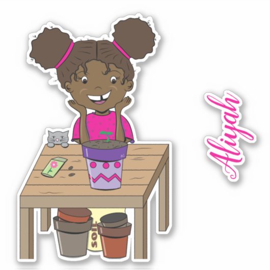 キャットビニールのステッカーパーソナライズされたをかわいい子 シール (正面)