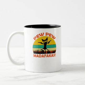 キャットピウマダファカスヴィンテージ熱狂するキャットグラおもしろいップ ツートーンマグカップ