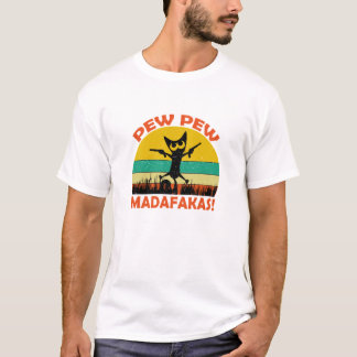 キャットピウマダファカスヴィンテージ熱狂するキャットグラおもしろいップ Tシャツ