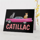 キャットピンクキャディクラシック誕生日カード カード (黄色い花)