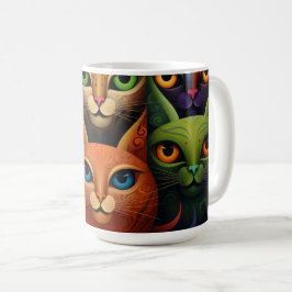 キャットファカラフルイお洒落ミリ2a コーヒーマグカップ