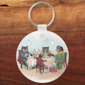 キャットファミリーが朝食に着席 キーホルダー (正面)