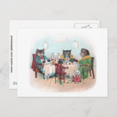 キャットファミリーが朝食に着席 ポストカード (正面/裏面)