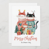 キャットファミリーアットクリスマスホリデーカード シーズンカード (正面/裏面)