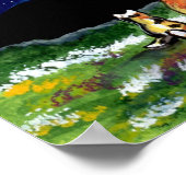 キャットファミリーウォッチングムーンナイトポスターネイビー虎猫 ポスター (角)