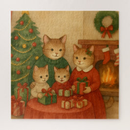 キャットファミリークリスマスフェスティバルシーン ジグソーパズル