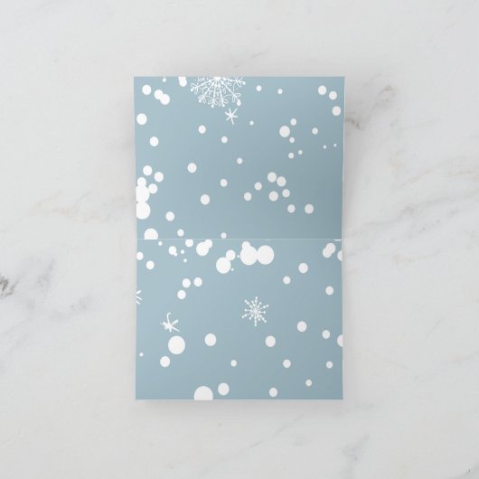 キャットファミリークリスマス，雪，漫画，おもしろい休日 カード (内部)