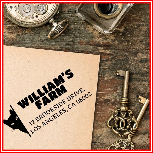 キャットファームビジネスユニークかわいい差出人住所 セルフインキングスタンプ