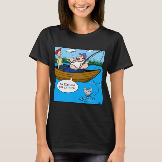 キャットフィッシュを釣ってるんだ Tシャツ (正面)