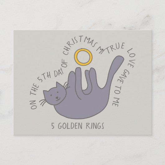 キャットフィフスデイ5ゴールデンリングや輪クリスマス ポストカード (正面)