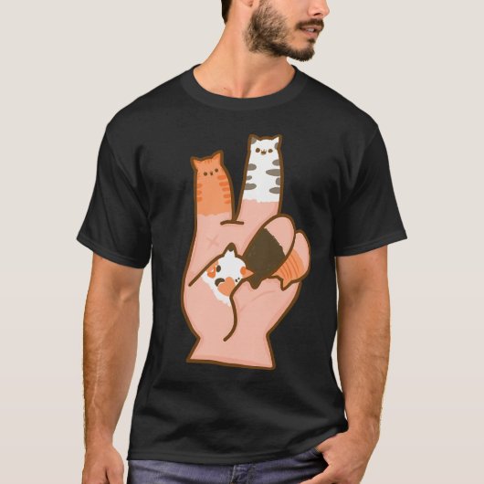 キャットフィンガーピース Tシャツ (正面)
