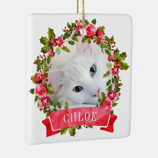 キャットフォトウォーターカラーリース セラミックオーナメント (右)