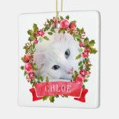 キャットフォトウォーターカラーリース セラミックオーナメント (左)