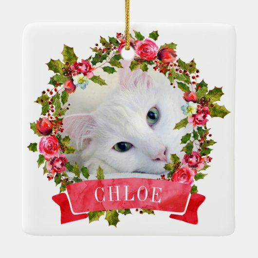 キャットフォトウォーターカラーリース セラミックオーナメント (裏面)