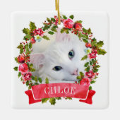 キャットフォトウォーターカラーリース セラミックオーナメント (正面)