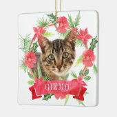 キャットフォトウォーターカラーリース セラミックオーナメント (左)