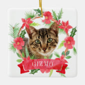 キャットフォトウォーターカラーリース セラミックオーナメント (正面)
