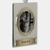 キャットフォトグエレガントレンドメタリッククリスマス シルバープレートバナーオーナメント (右)