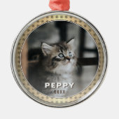 キャットフォトグエレガントレンドメタリッククリスマス メタルオーナメント (正面)