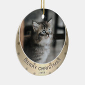 キャットフォトゴールデンスノーフレークメタリッククリスマス セラミックオーナメント (右)