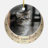 キャットフォトゴールデンスノーフレークメタリッククリスマス セラミックオーナメント (裏面)