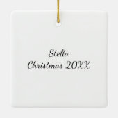 キャットフォトスクエア写真クリスマス セラミックオーナメント (裏面)