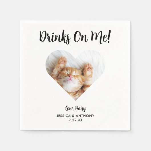 キャットフォト結婚のカクテルナプキン スタンダードカクテルナプキン (正面)
