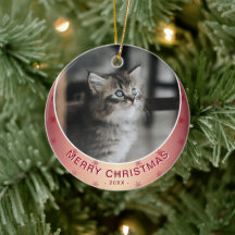 キャットフォト 赤い雪の結晶 メタリック クリスマス
