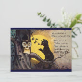 キャットフクロウヴィンテージハローウィンパーティ招待状 招待状 (スタンド正面)