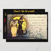 キャットフクロウヴィンテージハローウィンパーティ招待状 招待状 (正面/裏面)