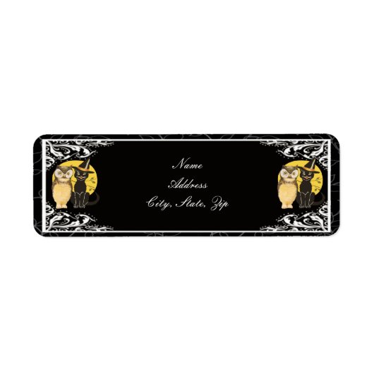 キャットフクロハロウィン結婚の住所 シール (正面)