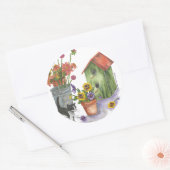 キャットフラワーズバードハウスウォーターカラー「ウィリー」 ラウンドシール (封筒)