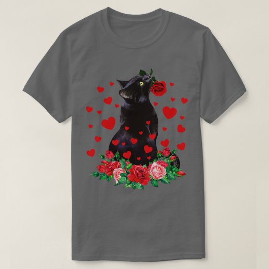 キャットフラワーバレンタインかわいい子猫子猫ラブP Tシャツ (デザイン正面)