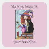 キャットブックウィッチポーション蔵書票 スクエアシール (正面)