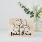 キャットブライダルシャワー招待ブラウンウォーター色 インビテーションポストカード (スタンド正面)