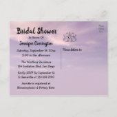 キャットブライダルシャワー招待紫スカイウォーター色 インビテーションポストカード (裏面)