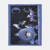 キャットブルーキャリッジ冬フクロウ白い鹿かわいい フリースブランケット (正面)