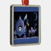 キャットブルーキャリッジ冬フクロウ白い鹿かわいい メタルオーナメント (右)