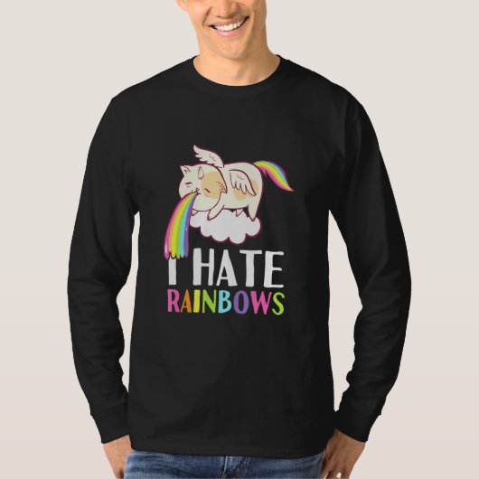 キャットプケ虹の嘔吐私は虹のかわいい嫌い Tシャツ (正面)