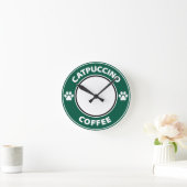 キャットプッチーノコーヒー ラウンド壁時計 (ホーム)