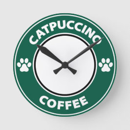 キャットプッチーノコーヒー ラウンド壁時計