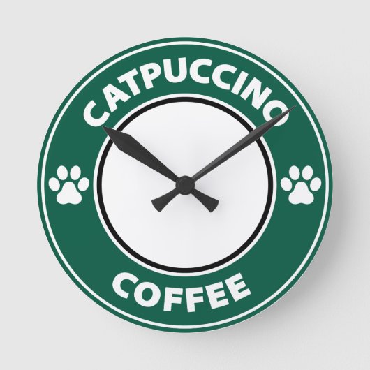 キャットプッチーノコーヒー ラウンド壁時計 (正面)