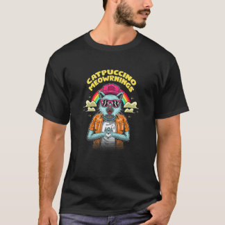 キャットプッチーノ 猫モーニング コーヒー 猫 カフェイン 子猫 Tシャツ