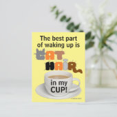 キャットヘアをカップに!猫好きユーモアのあるはがき ポストカード (スタンド正面)