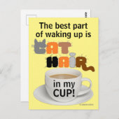 キャットヘアをカップに!猫好きユーモアのあるはがき ポストカード (正面/裏面)