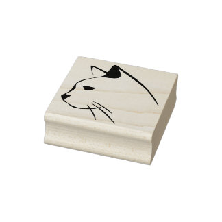 キャットヘッドイラストレーションスタンプ ラバースタンプ