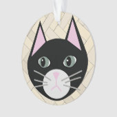 キャットヘリンボーンベージュ オーナメント (正面)