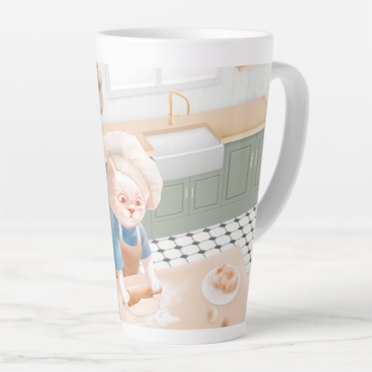 キャットベイカーベビーコージーモーニングパニング カフェラテマグ (右アングル)