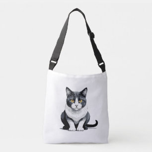 キャットベクターグラフィックアートポートレート動物霊愛 クロスボディバッグ